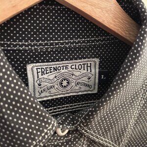 Freenote Cloth Wells Black Polka Dot Work Shirt L